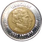 Moeda com Bronze de 10 Pesos do ano 2000 da República Oriental do Uruguai