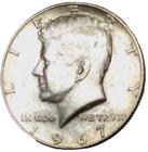 Moeda de Prata Kennedy Half Dollar de 1967 dos Estados Unidos da América