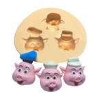 Molde de silicone 3 porquinhos, resina, confeitaria, biscuit molds planet