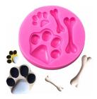 Molde de silicone cachorro pata, ossos