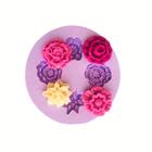 Molde de silicone flores rosas para decorar f612