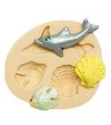 Molde de silicone fundo do mar, golfinho, peixe, concha, resina, confeitaria, biscuit molds planet