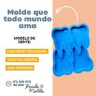 Molde de Silicone para Resina Chaveiro Dente 4 Cavidades - Pandu Moldes