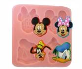 Molde de silicone rosto do mickey, minnie, pato donald e pluto, confeitaria, biscuit rb087