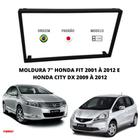 Moldura 2 Din Fiamon Honda City DX 2009 à 2012 e Honda Fit 2001 à 2012 Preto Fosco