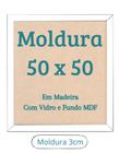 Moldura 50x50 Decorativa Com Vidro Poster Foto em Madeira 3cm