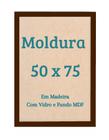 Moldura 50x75 Com Vidro Quadro 75x50 Madeira Para Foto Poster Canvas