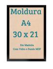 Moldura A4 30x21 Quadro Para Parede Certificado Diploma Foto Com Vidro