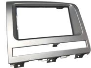 Moldura Central Painel Multimidia Dvd 2 Din Mp5 Prata Abs Embutir Fixado Tela Moderno Radio Som Automotivo