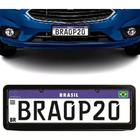 Moldura De Placa Carro Mercosul -universal Preta Lisa - Par - P2 ACESSÓRIOS