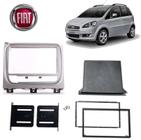 Moldura de Rádio Fiat Idea 2013 Prata 1e2 Din