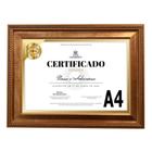 Moldura Quadro Dourada Luxo A4 com Vidro Diploma Certificado Fotografia