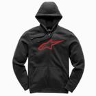 Moletom Alpinestars Ageless 2 Zip Com Capuz Preto Vermelho