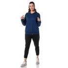 Moletom Azul Marinho Feminino Blusa com Zíper e Capuz