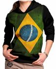 Moletom Bandeira Brasil feminino blusa casaco