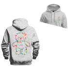 Moletom Blusa De Frio Com Capuz Varias Cores Urso Florido Frente e Costas