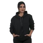 Moletom Canguru Blusa de Frio com Capuz Lisa Feminino cor Preto