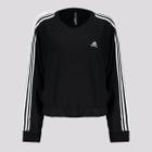 Moletom Cropped Adidas 3 Stripes Feminino Preto