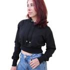 Moletom Cropped Feminino Liso Curto Capuz Algodão Flanelada