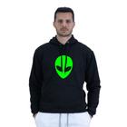 Moletom Estampado de Frio Alien Inverno Algodao Capuz Ajustavel Bolso Canguru