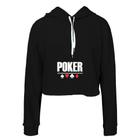 Moletom Feminino Cropped Capuz Inverno Poker Moderno Casual