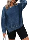 Moletom feminino Eytino plus size Waffle Knit Sail Blue 3X