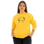 Moletom Feminino Gola Redonda Básico Sem Capuz Cachorro - Amarelo