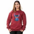 Moletom Feminino Lilo Stitch Blusa de Frio Gola Careca