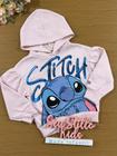 Moletom Infantil Animê Inverno Rosa Flanelado Stitch Disney