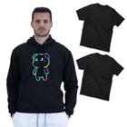 Moletom Inverno Canguru Masculino Capuz Ajustavel Kit Conforto Com 2 Camisetas Algodao