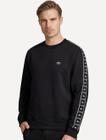 Moletom Lacoste Masculino C-Neck Jogger Logo Stripe Preto