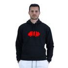 Moletom Masculino Algodao Estampa Cartas Bolso Canguru Capuz Ajustavel Confortavel