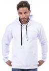 Moletom Masculino Branco Liso Fechado Forrado com Capuz