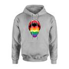 Moletom Masculino Canguru Língua LGBT Arco-Íris Algodão Blusa de Frio Cores