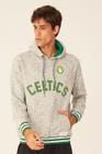 Moletom Mitchell & Ness Fechado Com Capuz Boston Celtics Cinza Mescla