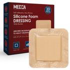 Molho de espuma de silicone MedCA 4x4 com borda adesiva (pacote com 10)