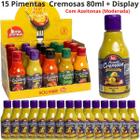 Molho Pimenta Cremosa Com Azeitonas Bahia Premium Kit Churrasco Até 4 Sabores 80ml cada Display com 15 Unidades 80ml