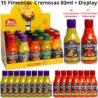 Molho Pimenta Cremosa Com Azeitonas Bahia Premium Kit Churrasco Até 4 Sabores 80ml cada Display com 15 Unidades 80ml