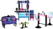 Monster High The Coffin Bean Playset, Café com dois animais de estimação, móveis assustadores, guloseimas e bebidas de pastelaria, balcão de barista, brinquedos para crianças, conjunto de presentes