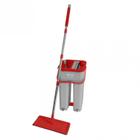 MOP Multiuso WAP Duplo Compacto com Sistema Dreno, Lava e Seca com Pano de Microfibra Cinza/Vermelho