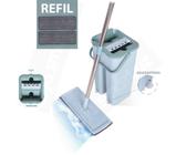 Mop Rodo Flat Esfregão Com Balde Lava E Seca Com Reservatório Microfibra + Refil Extra