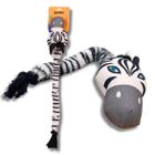 Mordedor de Pelúcia Corda e Apito Brinquedo Tug Canvas Zebra Para Cães 65cm Resistente - Jambo Pet