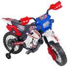 Moto Elétrica Infantil Motocross +3 anos até 20kg Realista 6v Azul