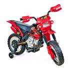 Moto Eletrica Infantil Xplast Motocross 6V Vermelho com Rodinhas 244