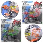 Moto important racing motorcycle com acessorios roda livre com 6 pecas colors na cartela