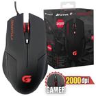 Mouse Cor Preta e Vermelha Fortrek 2000dpi Gamer Sensor Óptico de Alta Performance Luz de Led Com Frequência de 125Hz Conexão USB Alta Qualidade