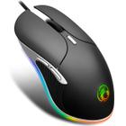 Mouse Gamer Óptico Preto Com Fio Para Jogos DPI Ajustável Usb RGB Retro Iluminado