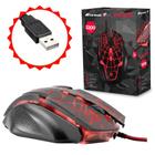 Mouse Gamer Para Escritório Material Emborrachado Até 3200DPI Sensor Óptico Com Botões Macro Led Pulsing Vermelho