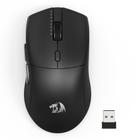 Mouse gamer sem fio Redragon Neva Pro na cor preta com design ambidestro e receptor USB ao lado