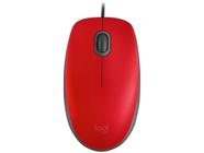Mouse Logitech Óptico 1000DPI 3 Botões M110 - Vermelho